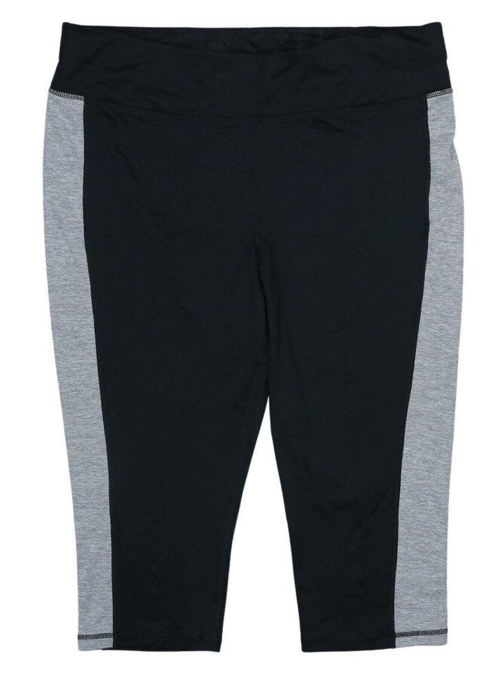 Ideology Womens Plus Size Colorblocked Capri Leggings Black/Grey 1X
