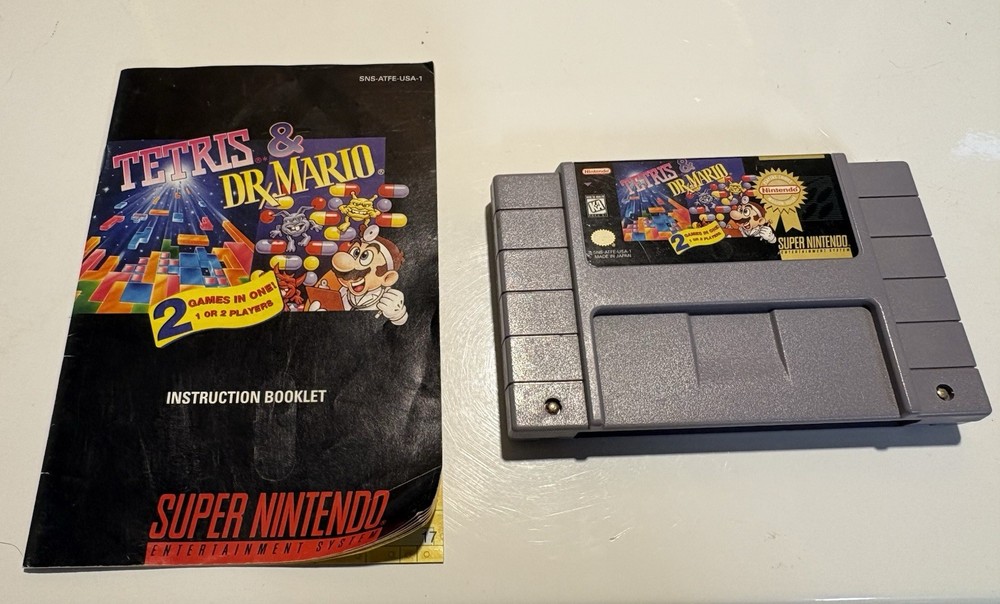 Tetris & Dr. Mario (Super Nintendo Entertainment System, 1994) (SNS-ATFE)