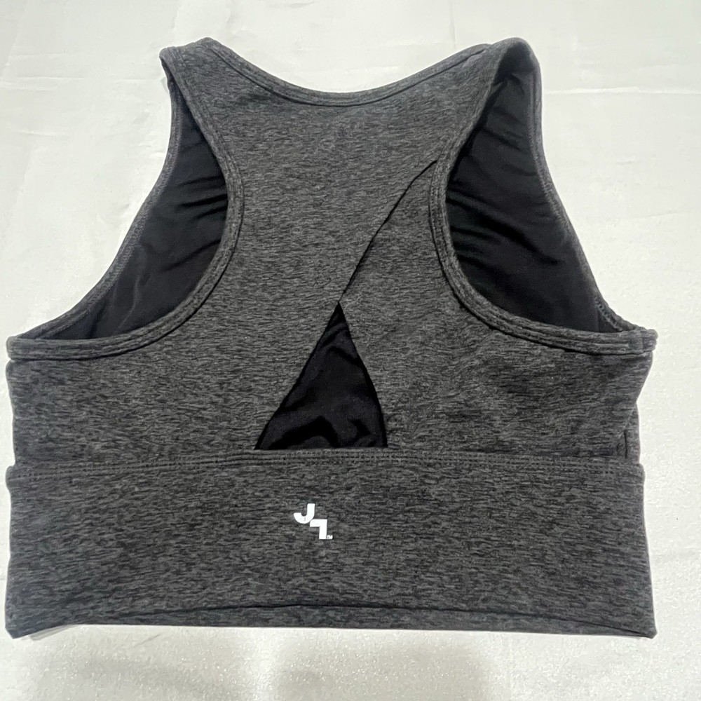 Joy Lab Women's Cropped Tank Bra Cross Back Size S Gray Workout Athletic Top Gym