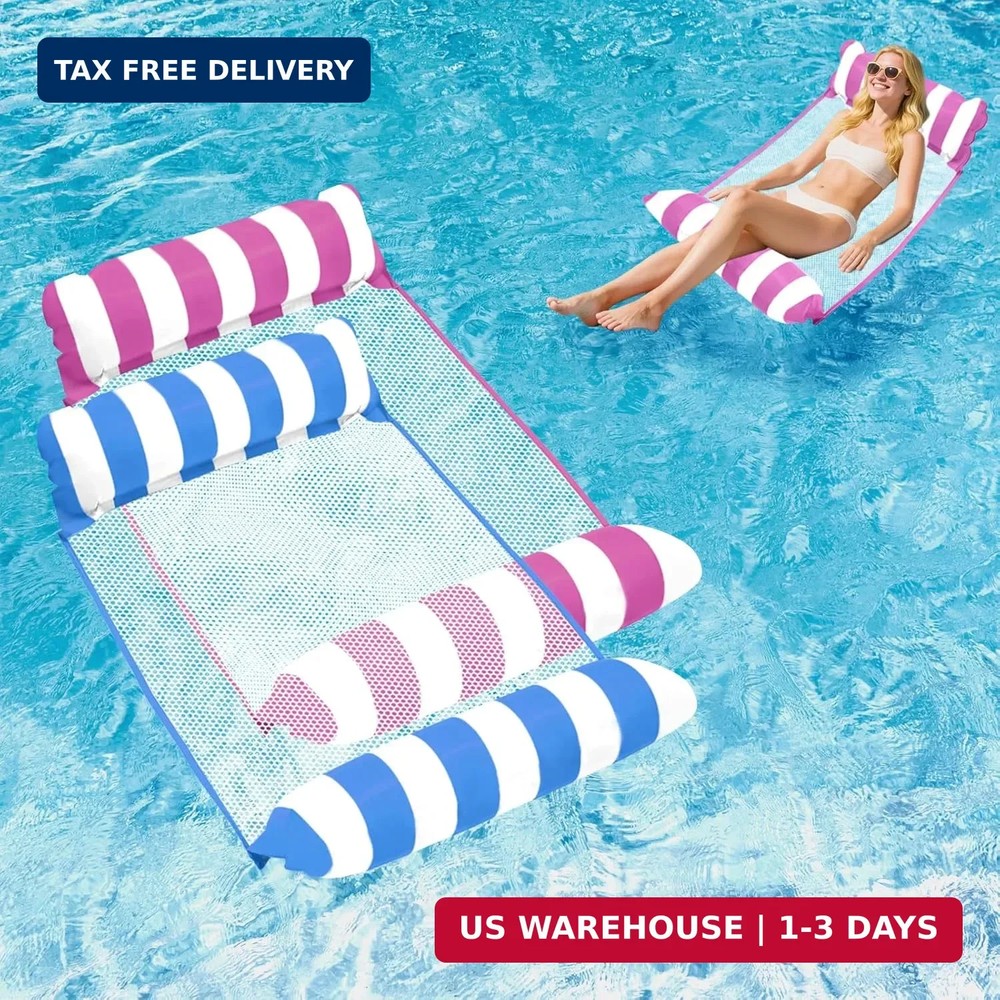 Pool Floats Adult - Upgraded Inflatable Mesh Floating Rafts, 4-in-1 Multi-Purpos