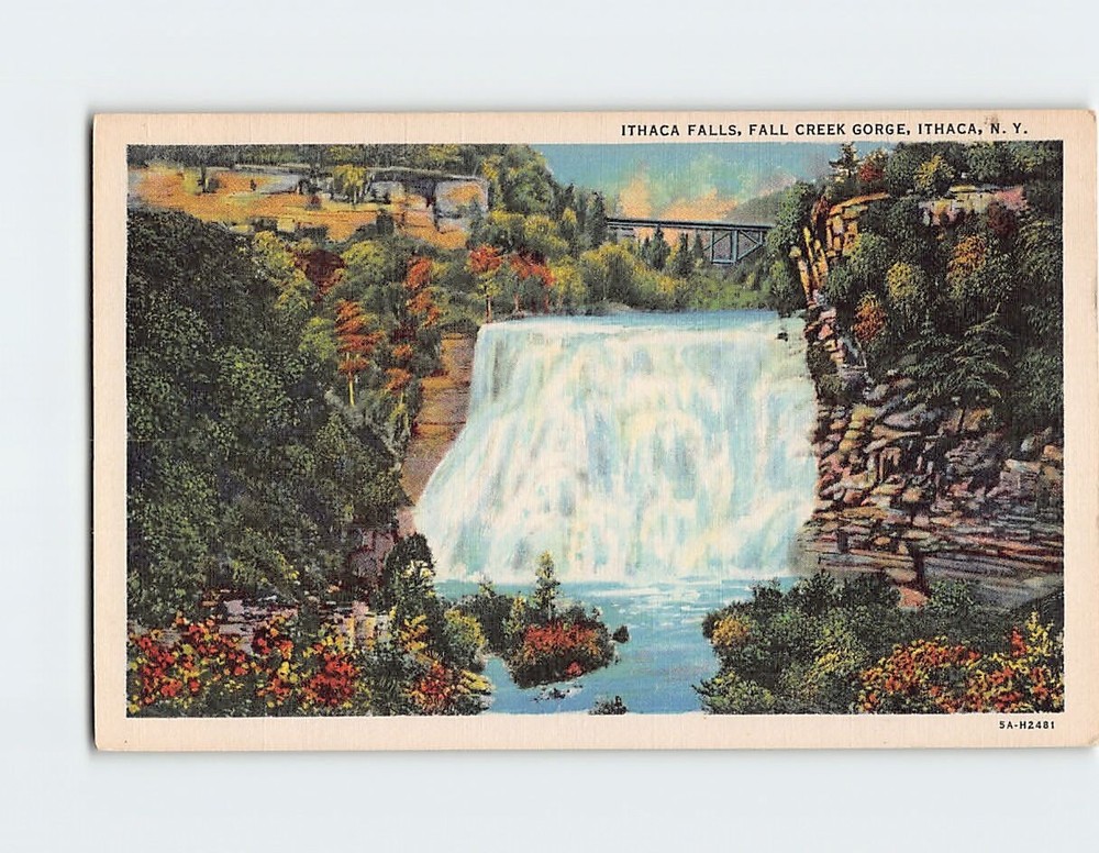 Postcard Ithaca Falls Fall Creek Gorge Ithaca New York USA
