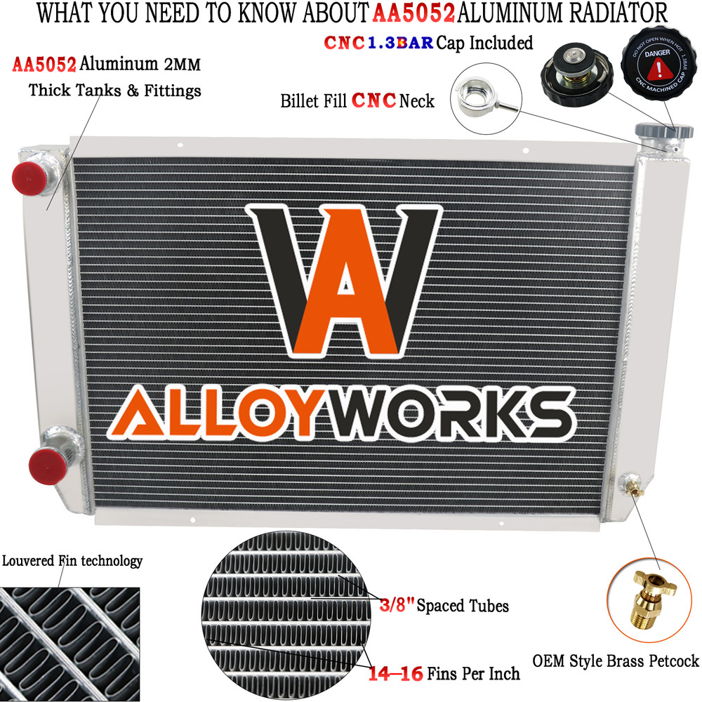 Aluminum 4 Row Upgrade Radiator For Heavy Duty Ford / Mopar Style Universal