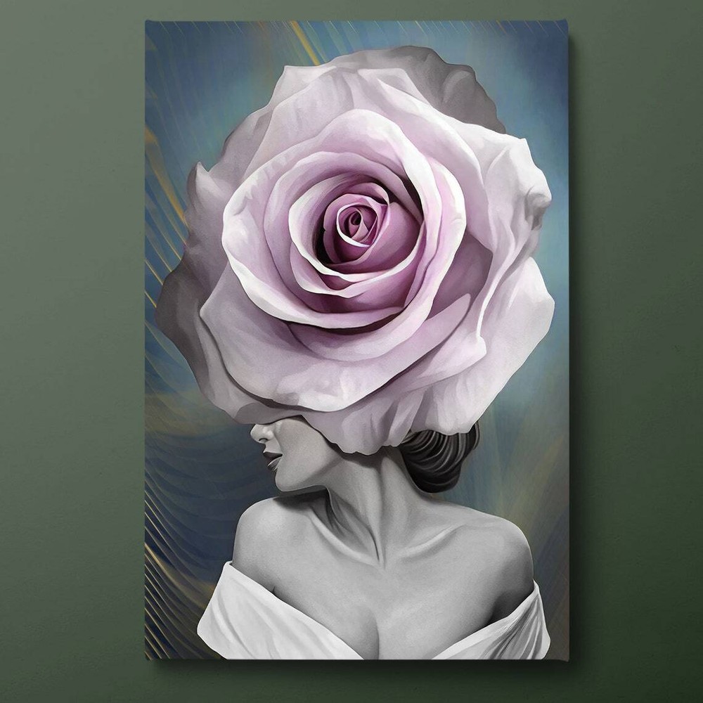 A rose headed woman Wall Art Canvas Unframed Print Art