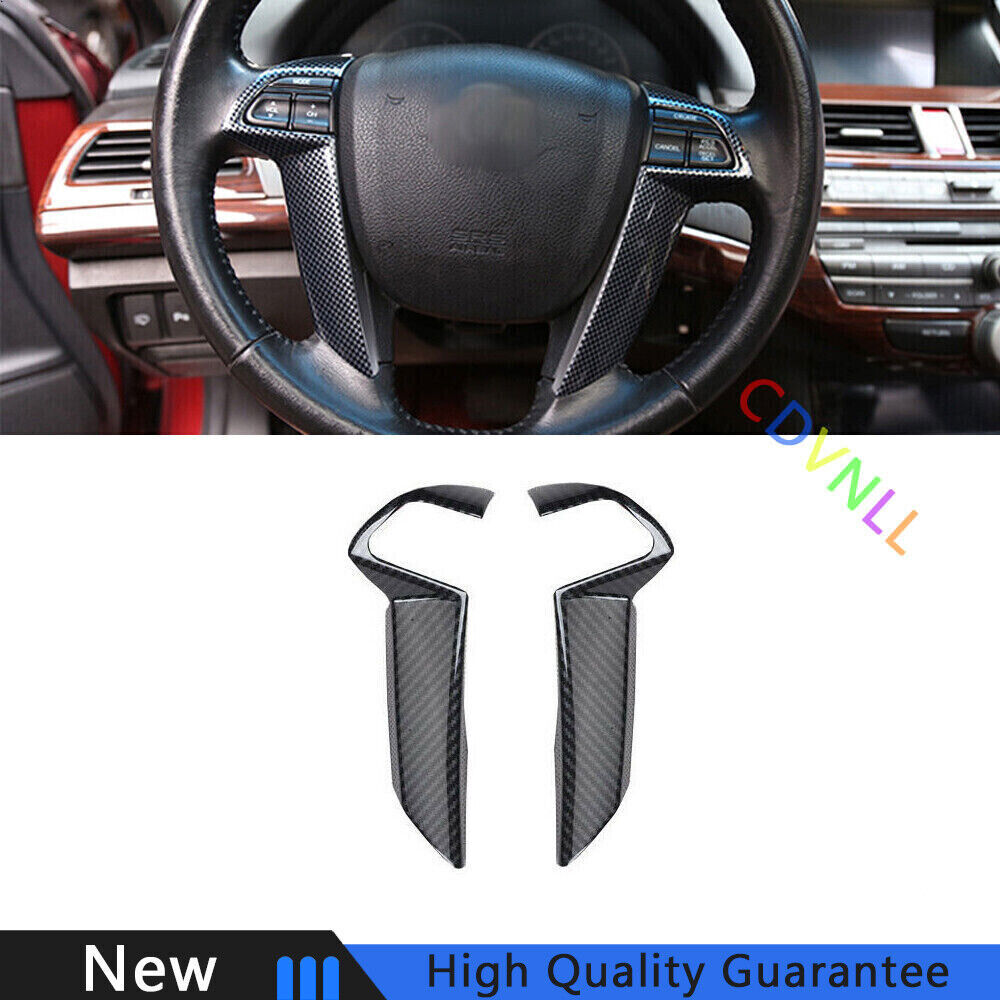 For Honda Accord Crosstour 08-13 Carbon Fiber Steering Wheel Decor Cover Trim 2*