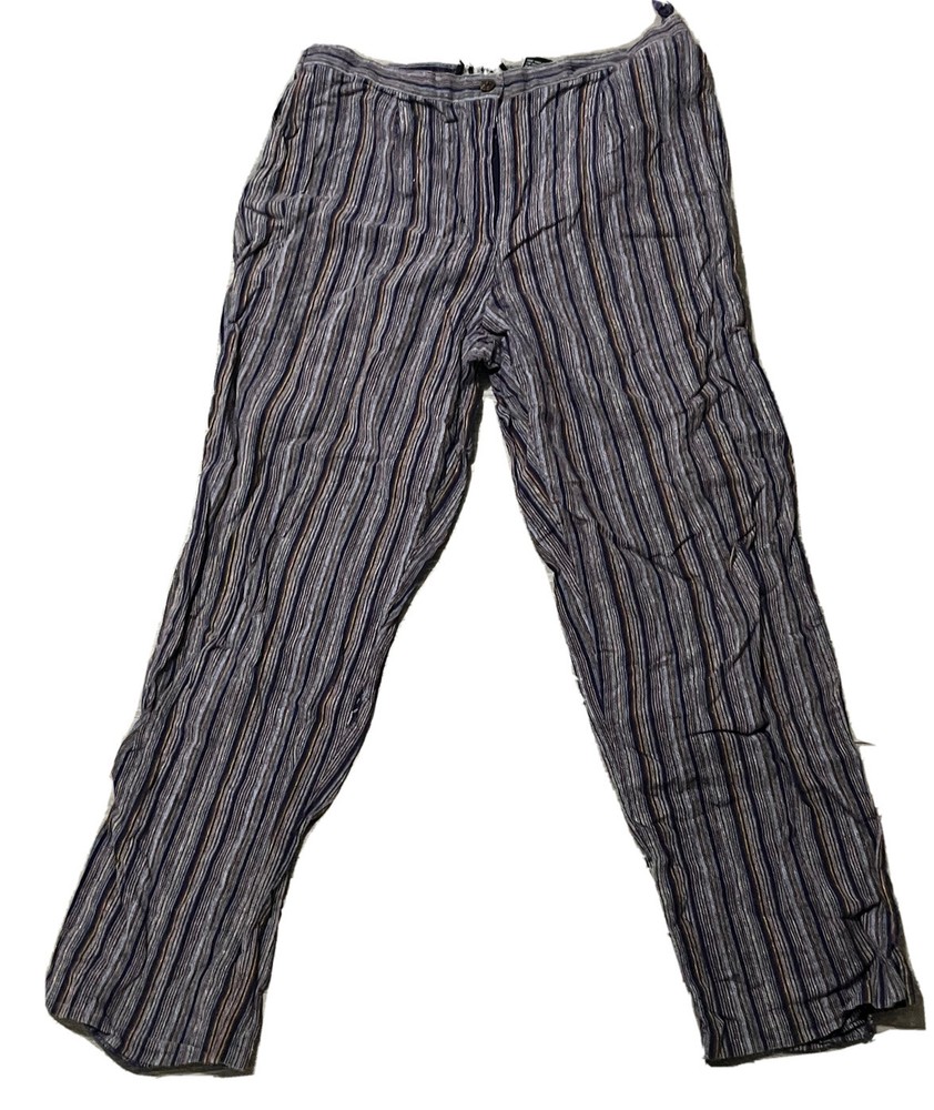 Requirements Pants Linen Cotton Purple Colorful Stripe Women 10 Boho Hippy