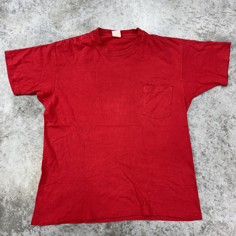 Vintage Shirt Mens Large Single Stitch Pocket Plain 90s Basic Soft T-Shirt Tee