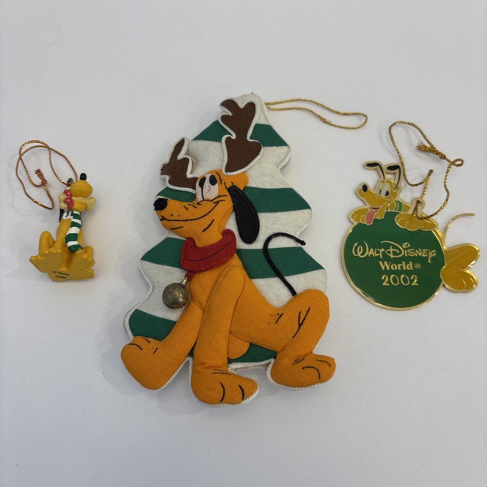 Vintage lot Of 3 Disney Pluto Ornaments