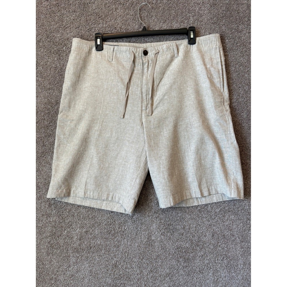 Perry Ellis Mens Linen Blend Drawstring Shorts Beige Chinchilla Size 38 NWT