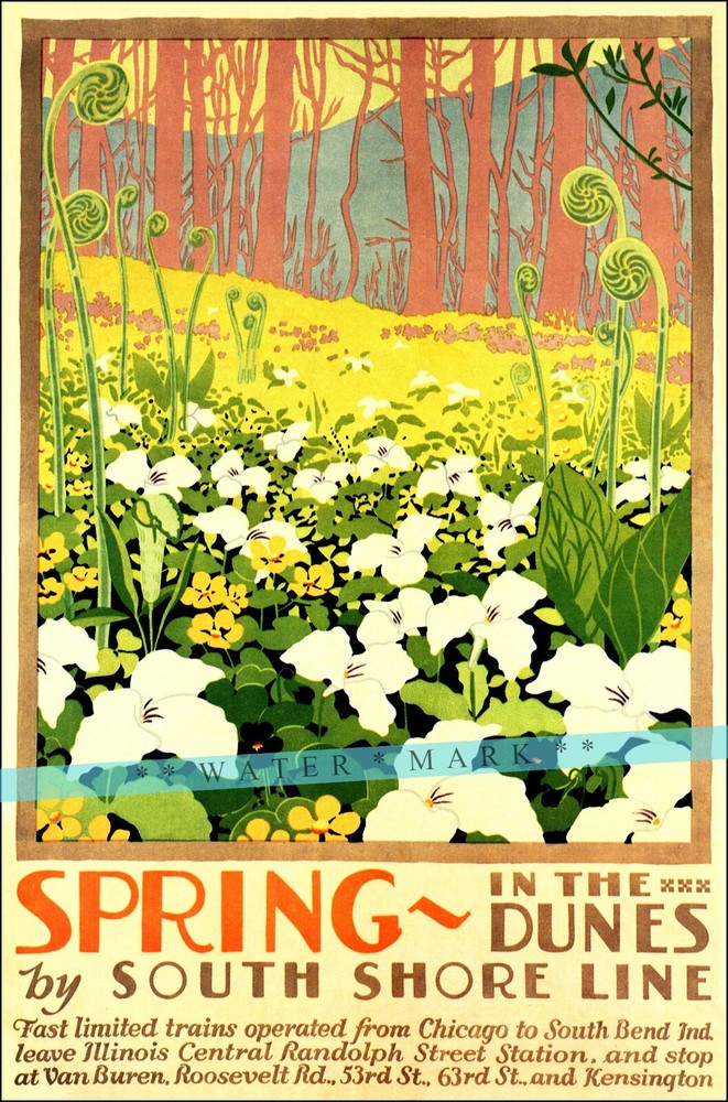 Illinois Central 1928 Spring In The Dunes Vintage Retro Art Print