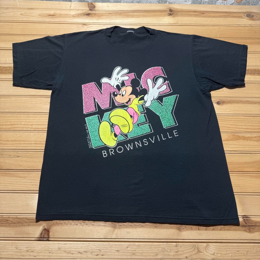 Vintage 80s Mickey Mouse Brownsville Texas Disney Cartoon Graphic T-Shirt Large