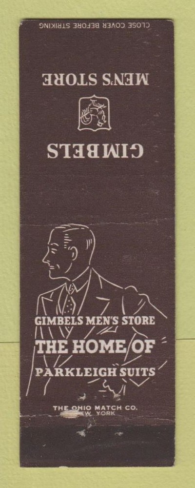 Matchbook Cover - Gimbels Men's Clothes Philadelphia PA WEAR