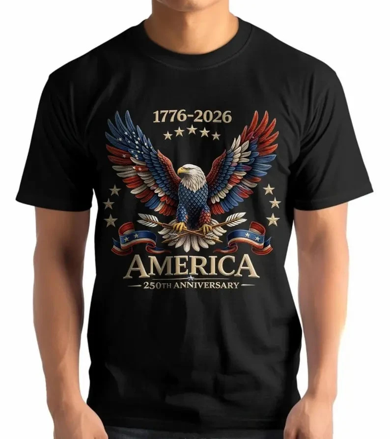 250th Anniversary America Patriotic T-Shirt, Bald Eagle American Flag Tee