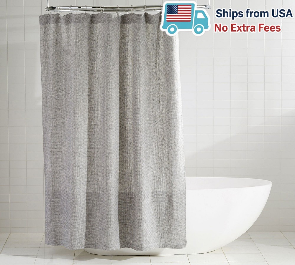 Pottery Barn European Flax Linen Waffle Shower Curtain – Multiple Colors
