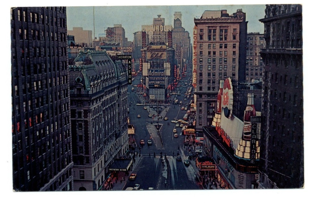 New York City NY NYC Times Square Broadway Heniz Pepsi Admiral TV postcard