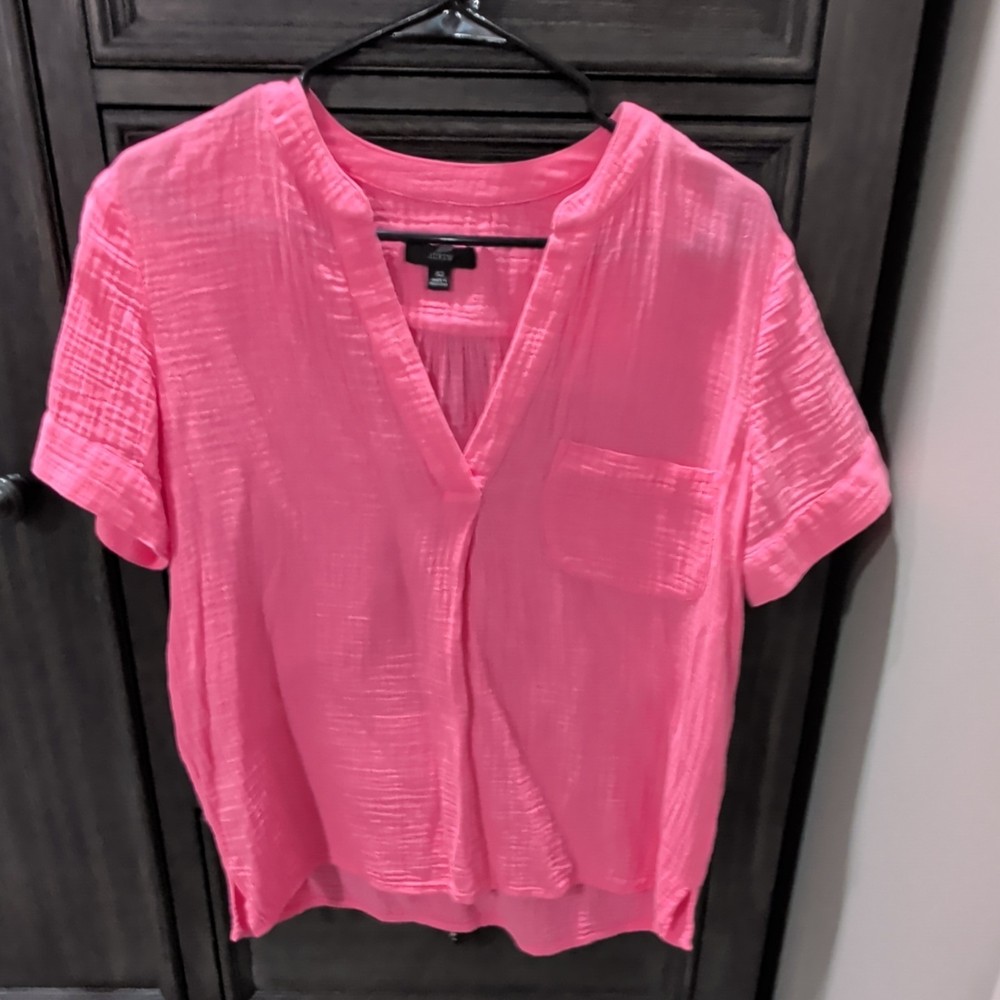 J.CREW Women’s Solid Pink V-Neck Short Sleeve Pullover Top Size XS