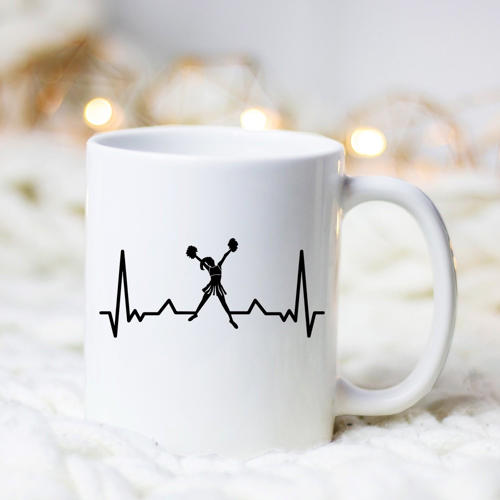 Cheerleader Heartbeat Coffee Mug - Perfect Cheerleading Gift