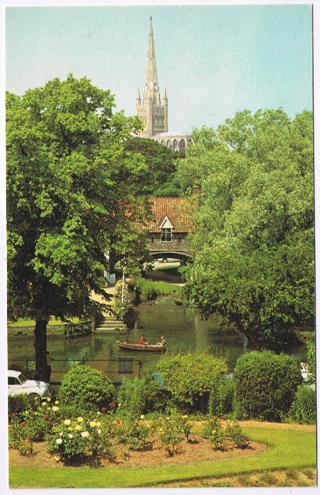 Postcard Pull's Ferry & Cathedral Norwich UK
