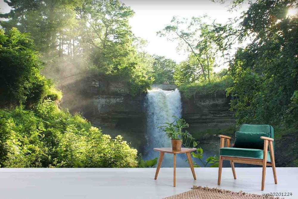 3D Forest Waterfall Landscape Wall Murals Wallpaper Murals Wall Sticker