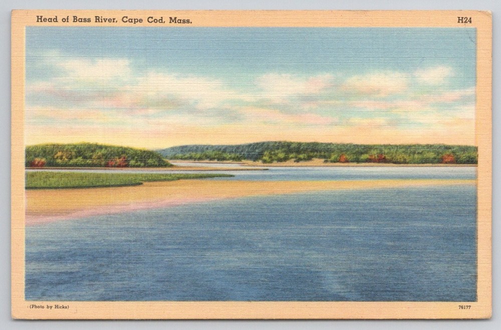 Bass River Cape Cod Mass. Vintage Linen Postcard - Tichnor Bros. View