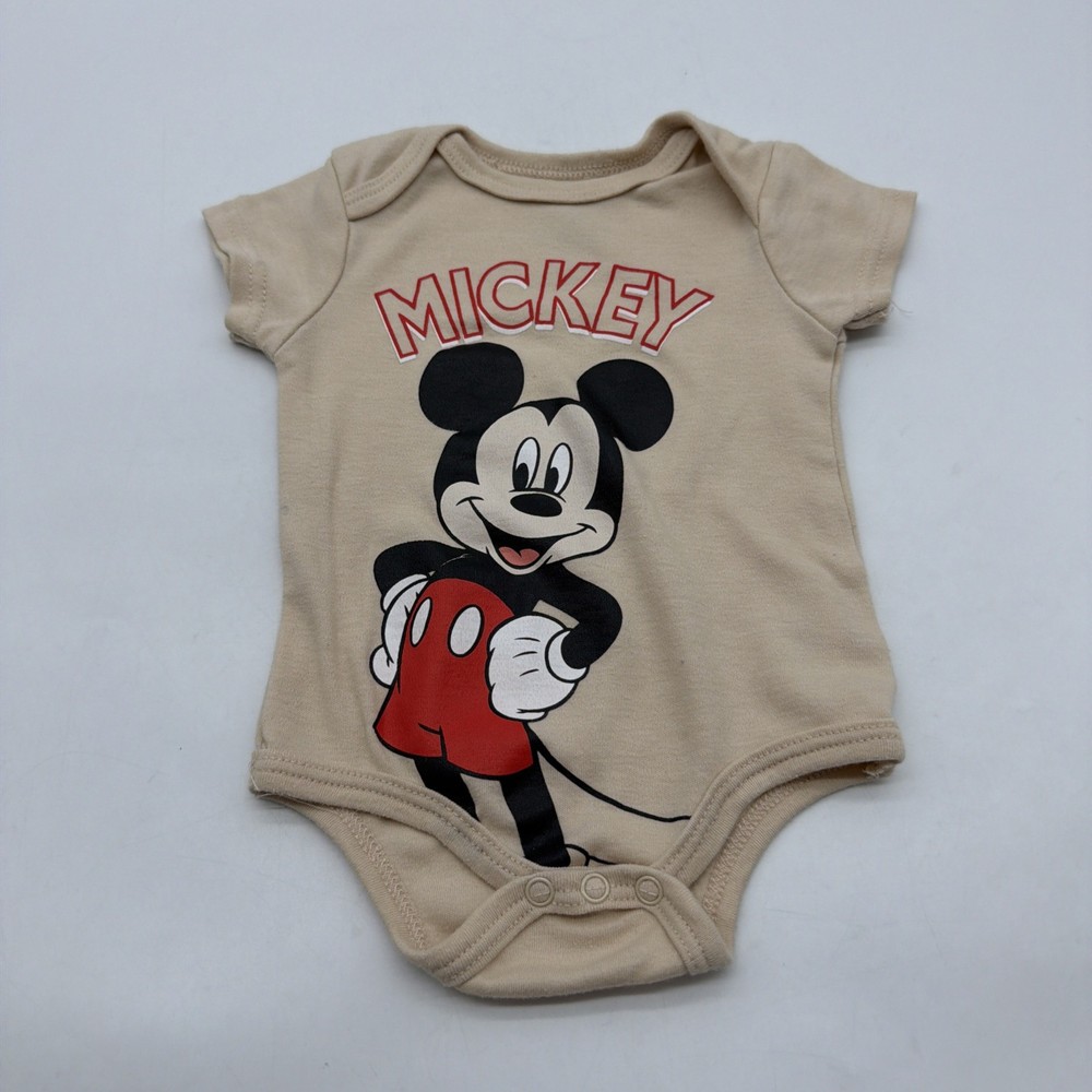 Disney Baby One Toddler Girls Size 6-9M Beige Graphic Print Logo Snap.#38984