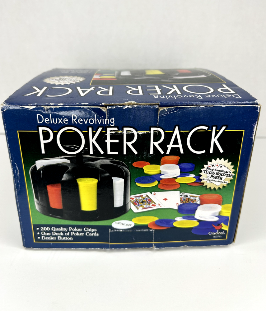 Cardinal Deluxe Revolving Poker Rack 200 Chips 1 Deck of Poker Cards