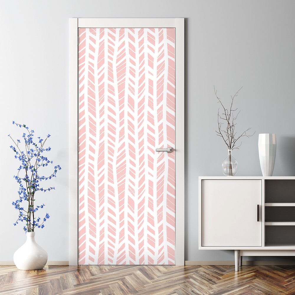 Pastel Herringbone Bubble-Free Geometric Door Decal Simple Home Decor  
