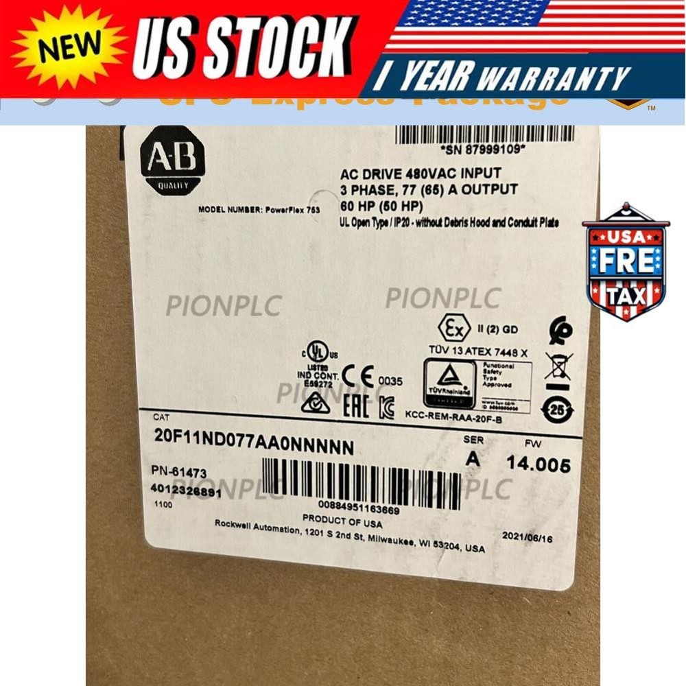New 20F11ND077AA0NNNNN AB PowerFlex Air Cooled 753 AC Drive  US Free Tax
