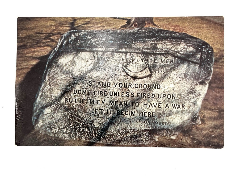 Lexington MA Postcard Line Of The Minute Men Stone Marker Unposted