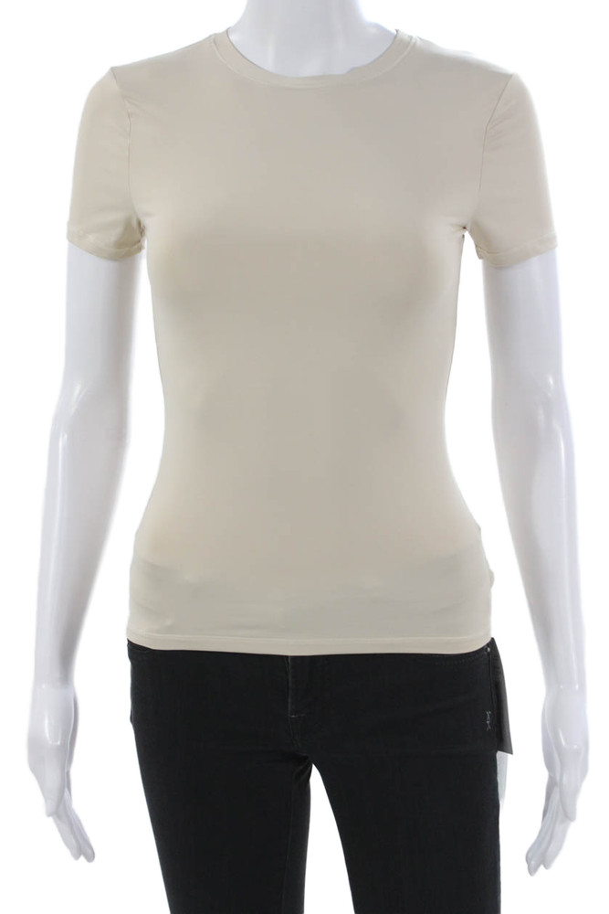 Devon Windsor Womens Beige Basic T Shirt Crew Neck Short Sleeve Size SFree Shipping in US $100+ Orders | $6.95 Orders Below