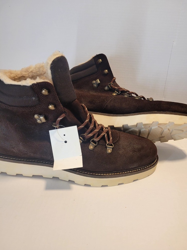 Cruza Tendenncia Men's Brown Suede Sherpa Boots Size 44 Made in Portugal Warm Winter Footwear