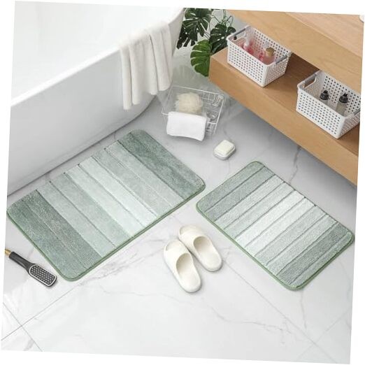 2-Piece Ombre Bathroom Rug Set - Non-Slip, Quick-Dry, Ultra Soft & Absorbent