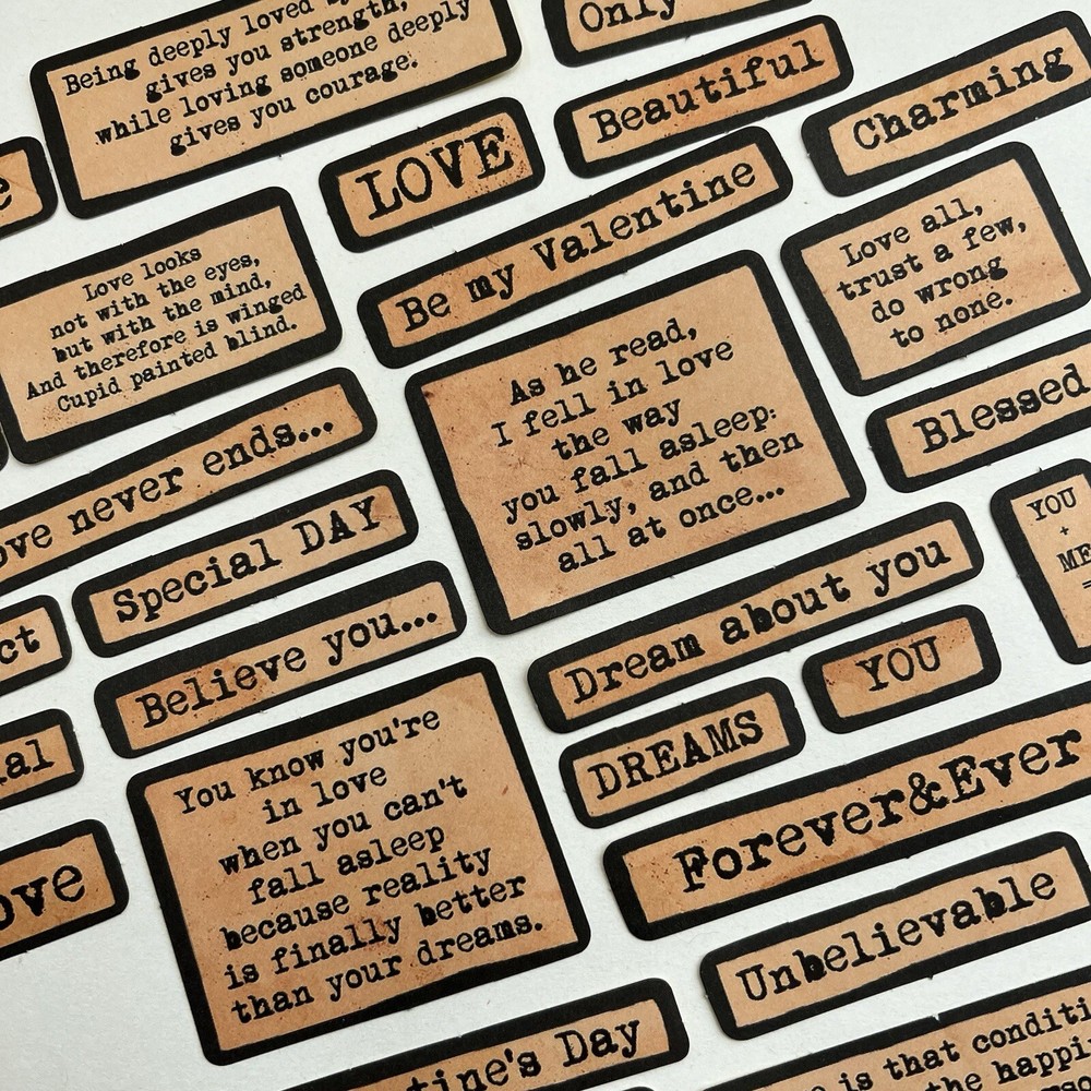 Love Words Valentine's Stickers Scrapbooking Journaling Cards Collage