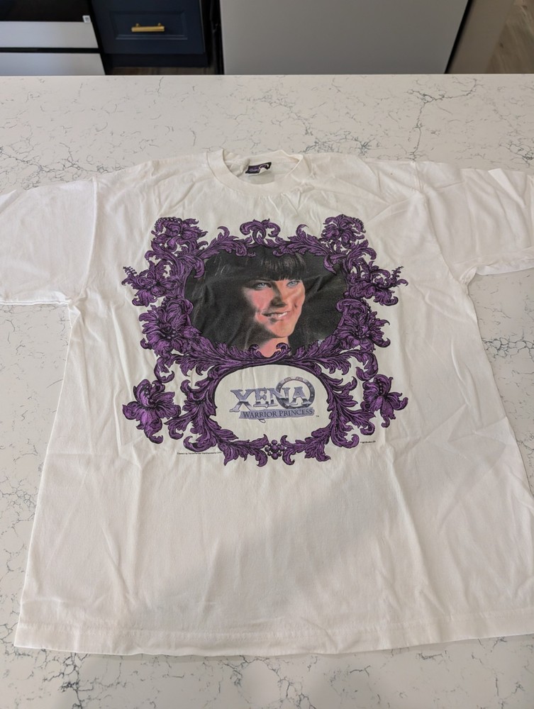 VINTAGE XENA WARRIOR PRINCESS TV SHOW PROMO PRINTED T-SHIRT XL 90s