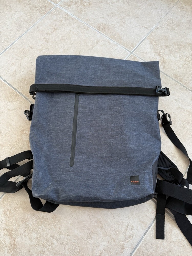Men's Knomo London Thames Roll Top Backpack in Blue MINT Condition