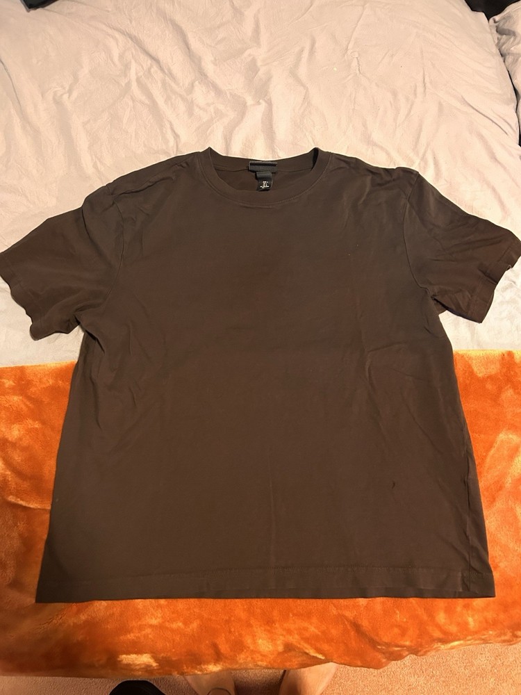 H&M Men's Brown Regular Fit T-Shirt Size L Short Sleeve Crew Neck Cotton