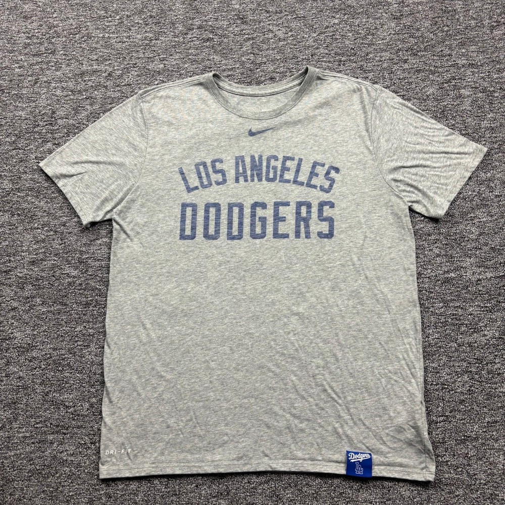 Nike Center Swoosh Los Angeles Dodgers MLB Lightweight Grey T-Shirt Size Large