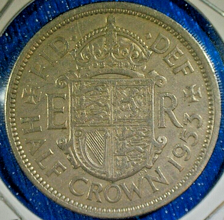1953 UK 1/2 Crown Copper-Nickel Coin KM#893 - World Coin Sale