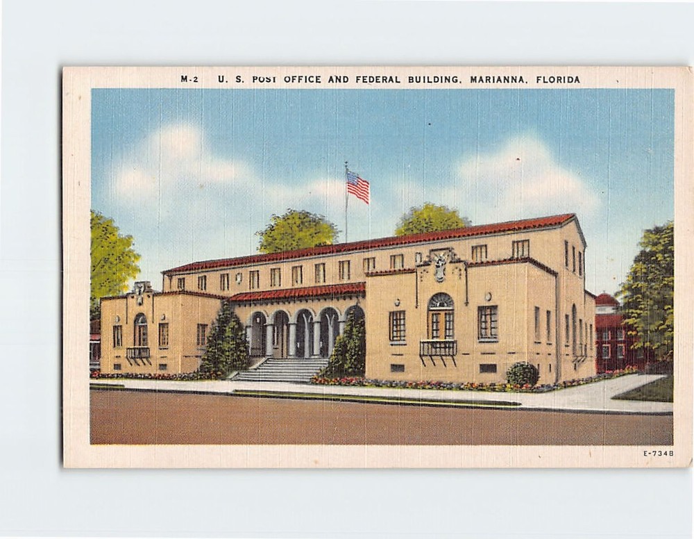 Postcard US Post Office And Federal Building Marianna Florida USA