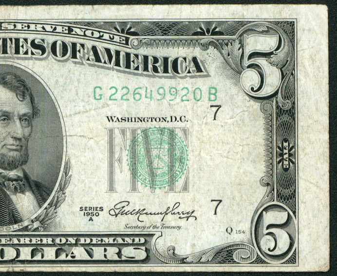 $5 1950 Federal Reserve Note ** DAILY CURRENCY AUCTIONS