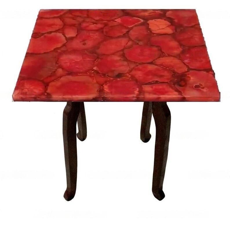 18x18 Red Agate Coffee Table Handmade Side End Table for Living Room