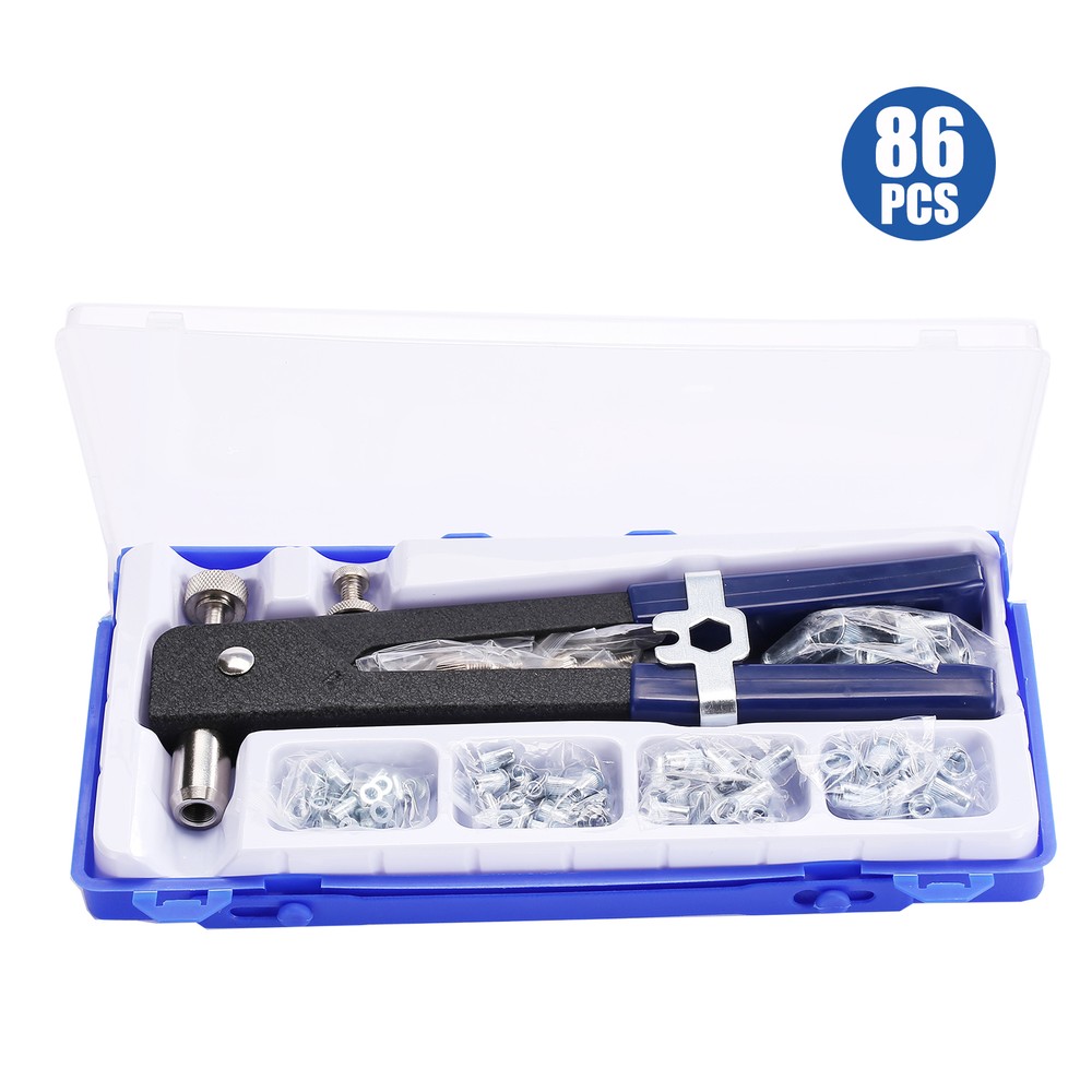 86PCS Rivet Nut Tool Kit Set Blind Rivet Nut Hand Riveter  Threaded Z4A0