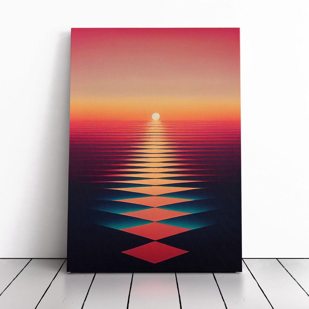 Boundless Abstract Ocean Sunset Canvas Wall Art Print Framed Picture Home Decor