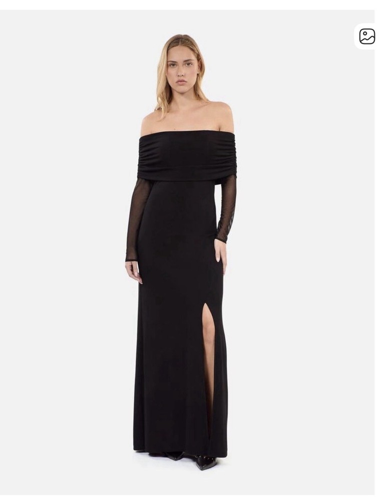 Kooples Women's Black Off Shoulder Black Maxi Dress Size Small