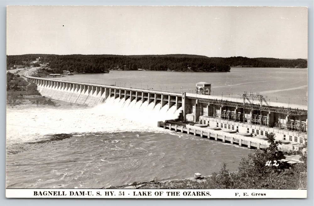 RPPC~Missouri~Birds Eye View Of Bagnell Dam @ Lake Of The Ozarks~Real Photo PC
