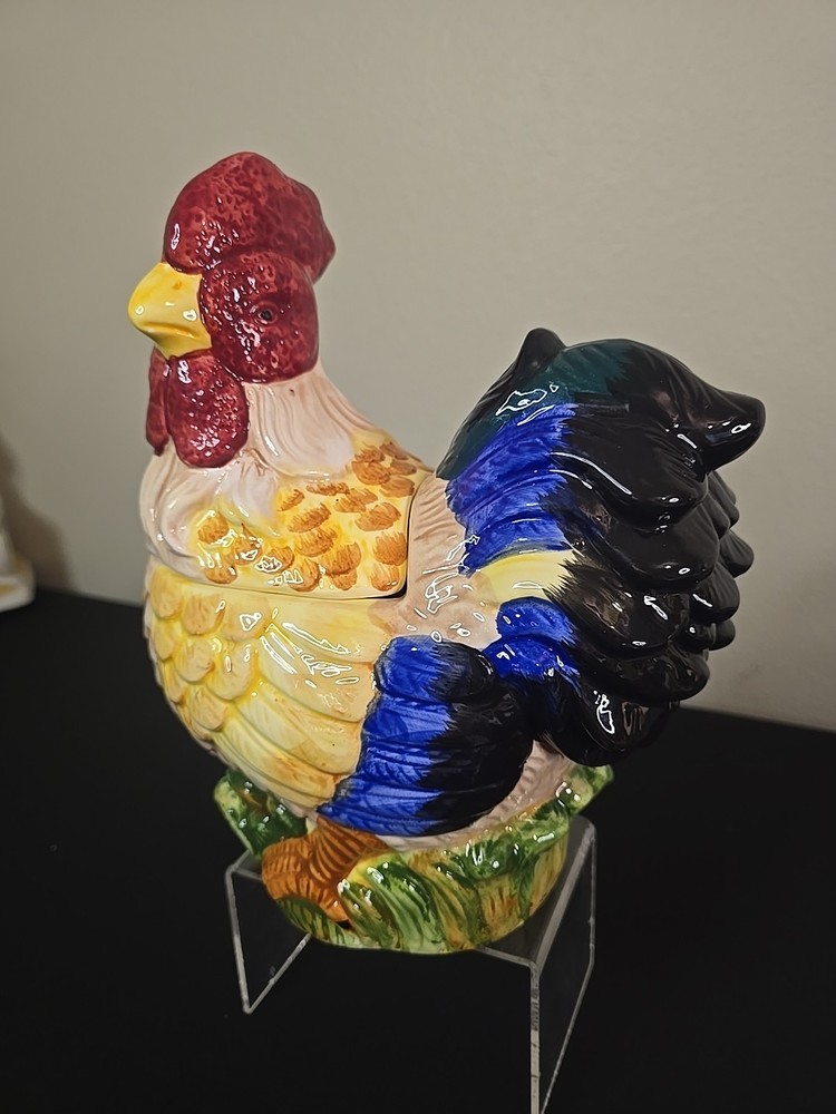 Vintage COOKIE JAR Rooster Ceramic Farmhouse Kitchen Decor ALCO CO