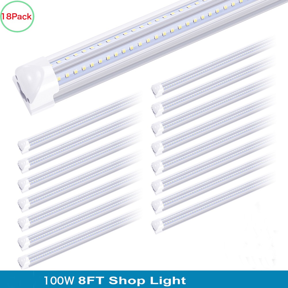 18Pack 8FT Led Tube Light 100W 8 Foot T8 Integrated 8' Led Shop Light Warehouse