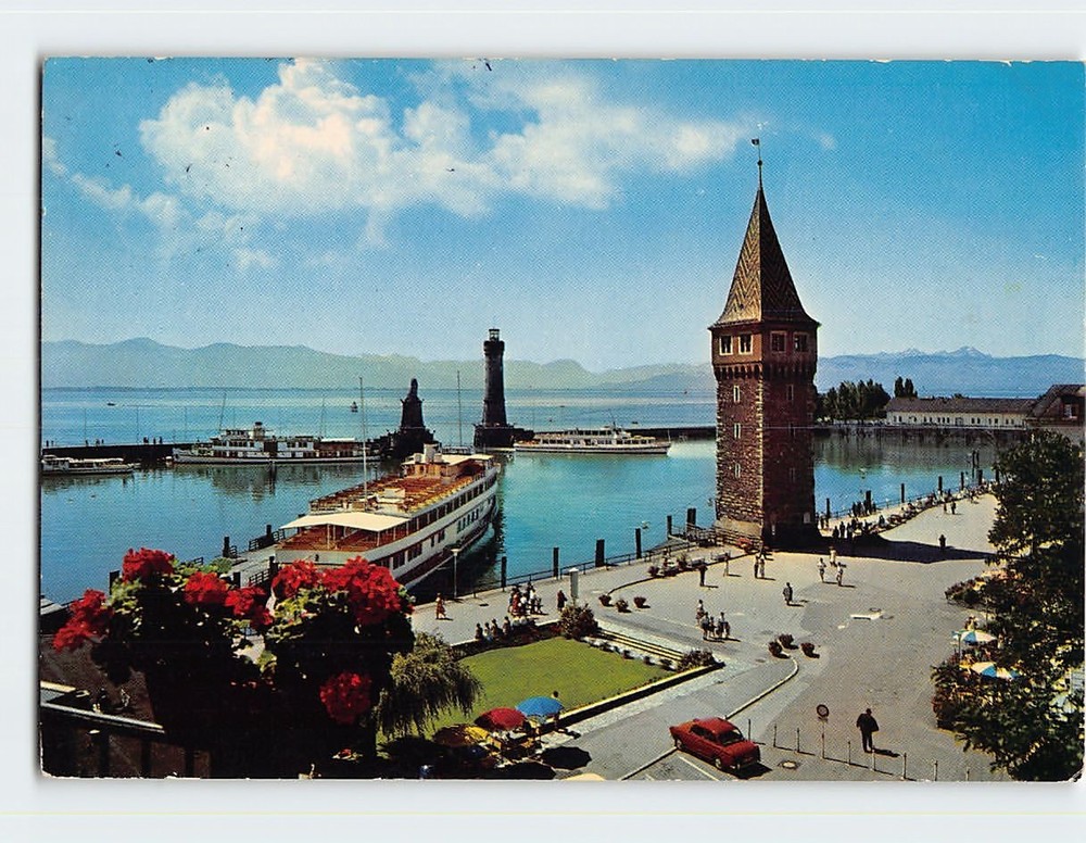 Postcard Harbor of Lindau Lake Constance Germany