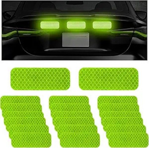 20-Pack Reflective Warning Decals, PET Waterproof Night Visibilit Color: Green