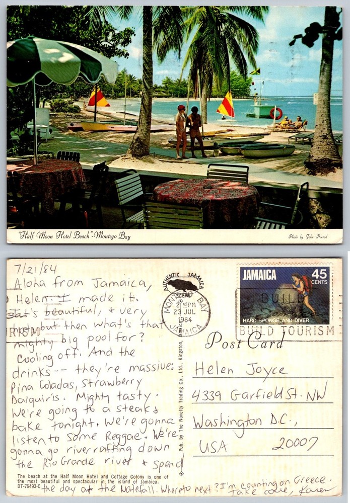 1984 Half Moon Hotel Beach Montego Bay Jamaica Postcard John Penrod Photo