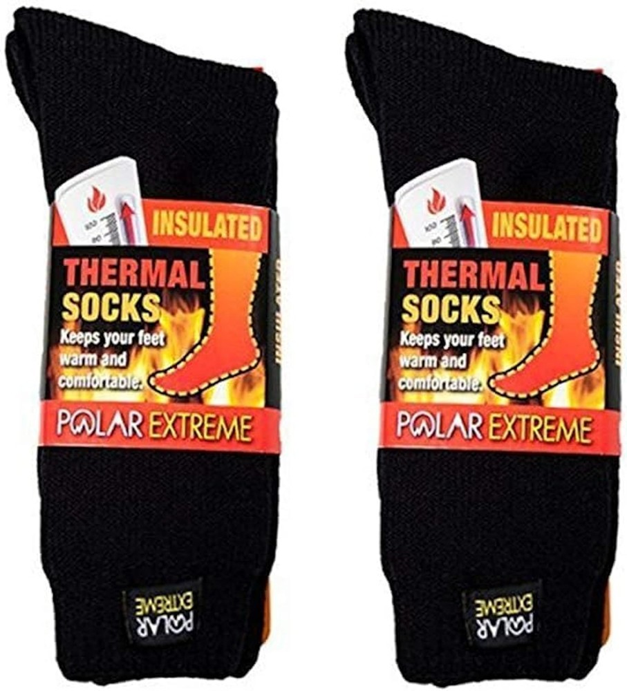 2 Pack Men's Heat Trapping Thermal Warmer Black Insulated Winter Boot Socks
